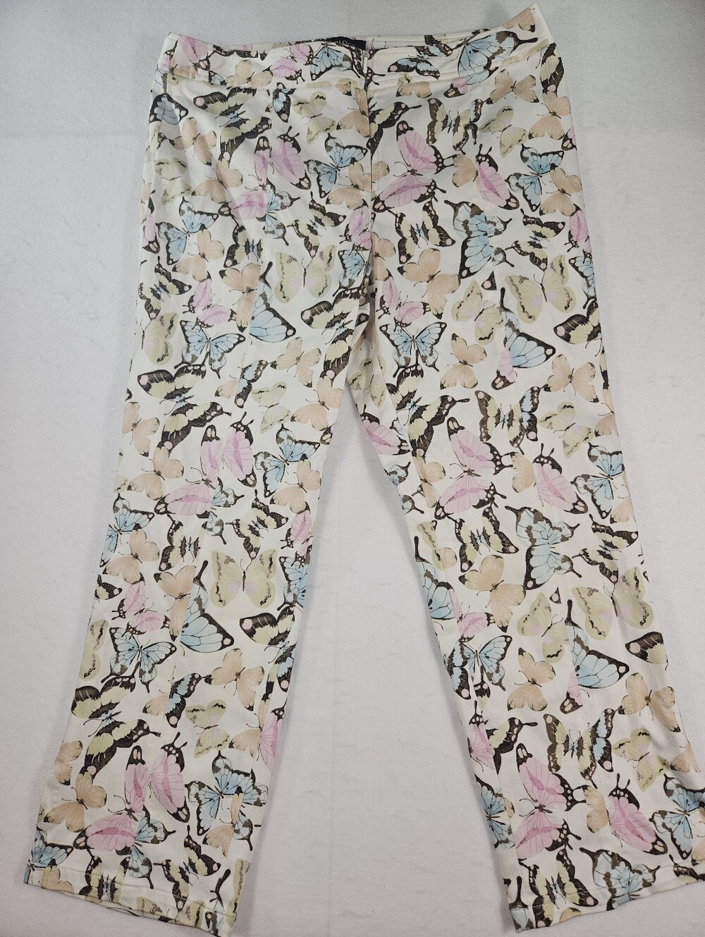 Ideology Women's Slim Fit Butterfly Print Straight-Leg Pants Pastel Multi Size 8